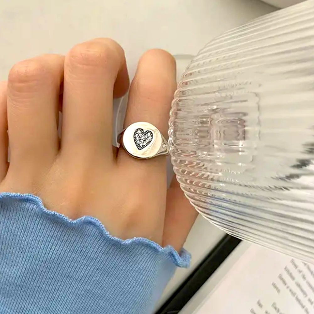 925 Sterling Silver Adjustable Heart 💜 Ring!
